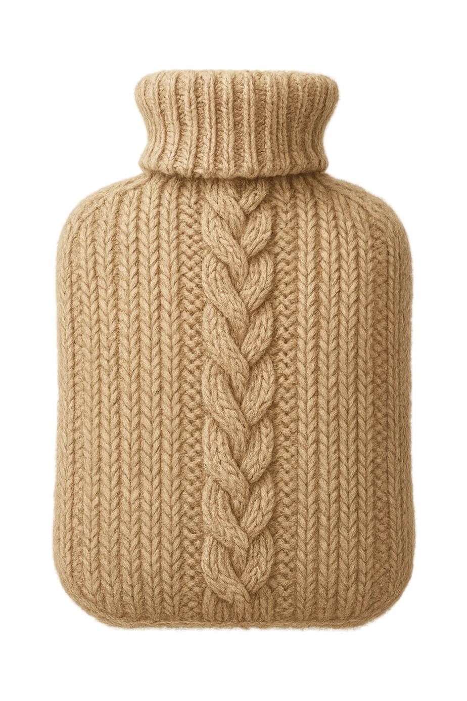 cozy hot water bottle with a knitted cover, comforting sticker