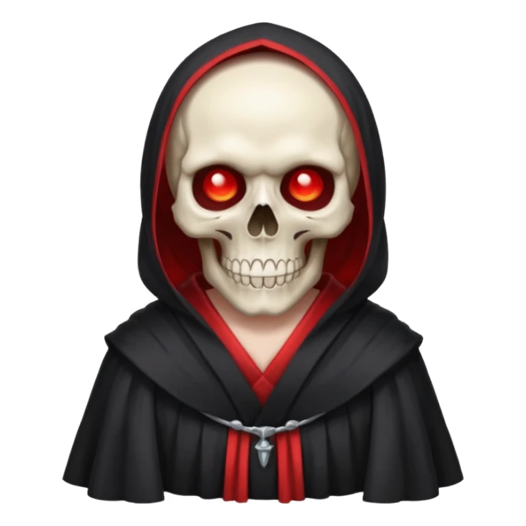 skull with red eyes robe covering shoulders sticker