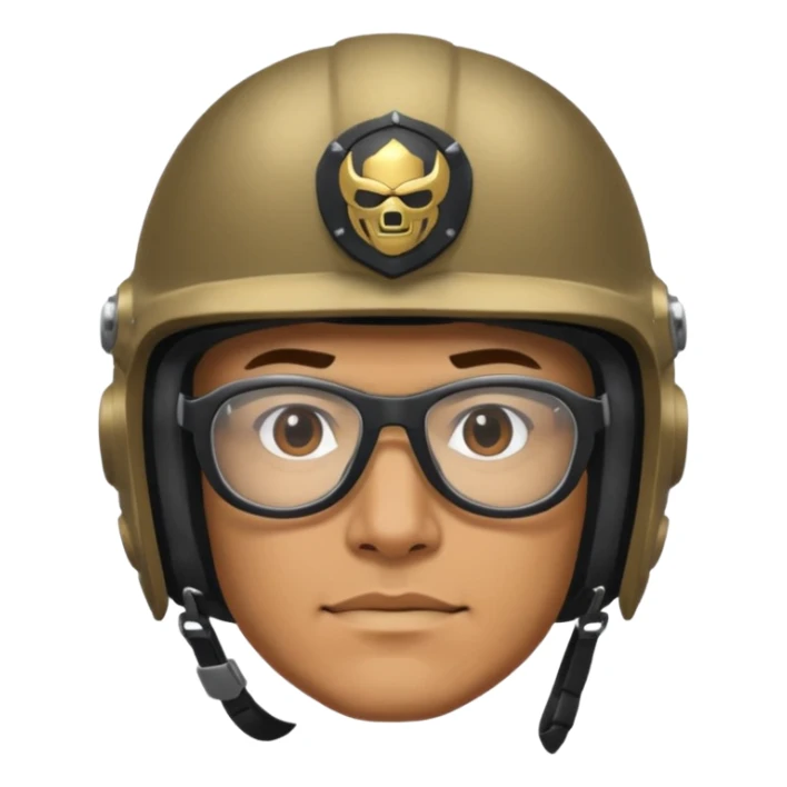 man wearing baki raider helmet and glasses sticker