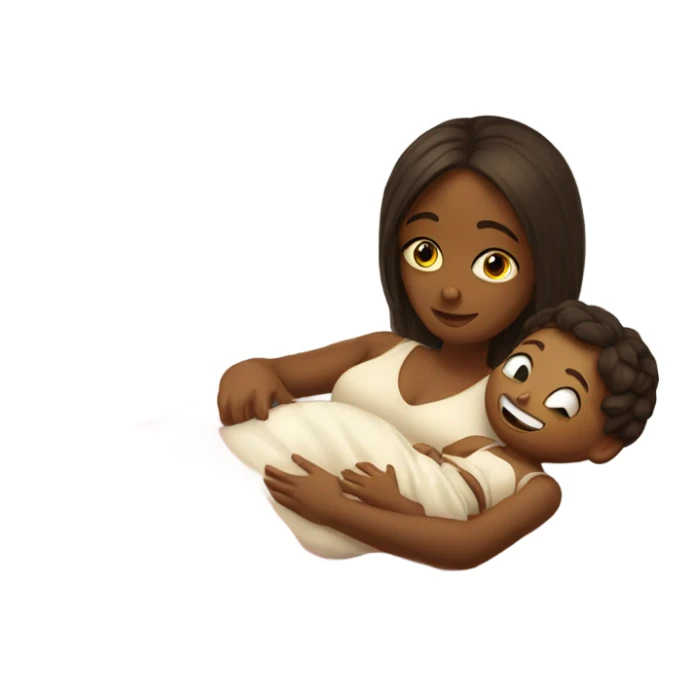 Girl in bed with baby sticker