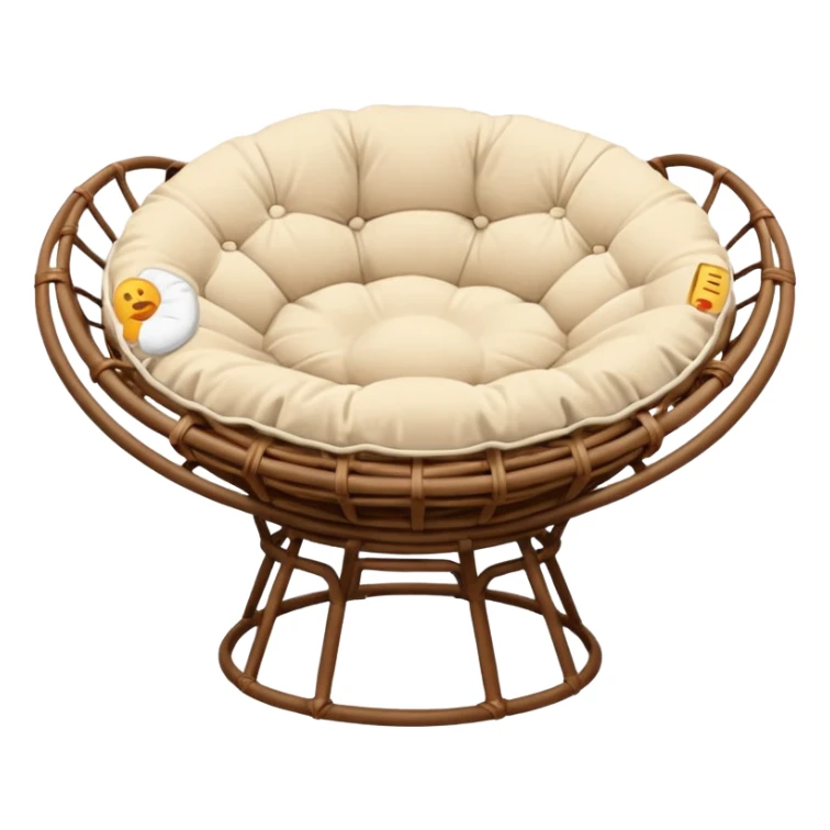 Light brown Papasan chair with cream cushion sticker