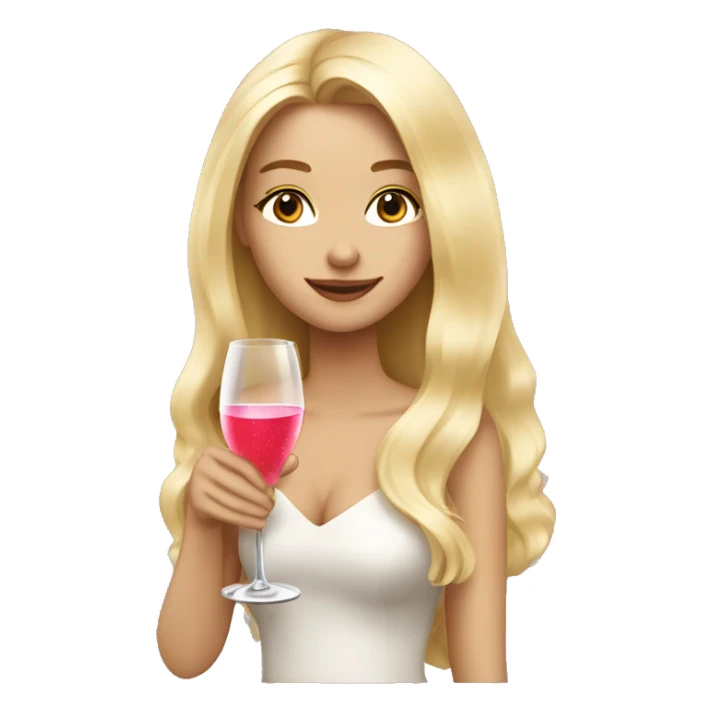 Pretty blonde lady with long hair drinking rose champagne sticker