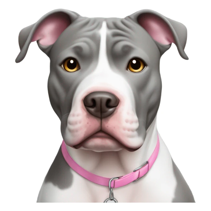 Gray and white pit bull with thin white stripe down to pink nose  sticker