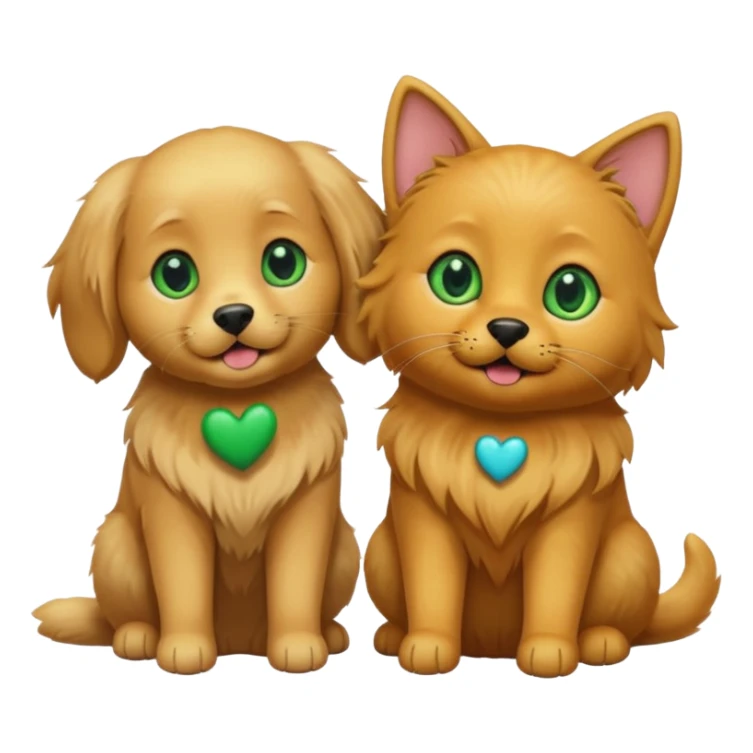 golden retriever and black cat with green eyes as couple sticker
