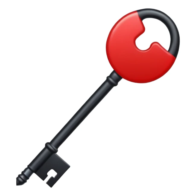iOS sticker, dark key, black metal, red hole, minimal sticker