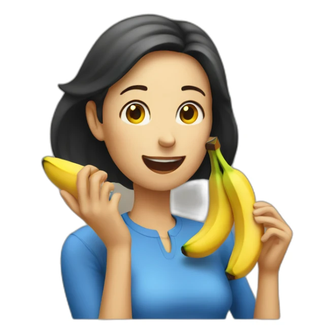 woman eating one banana sticker