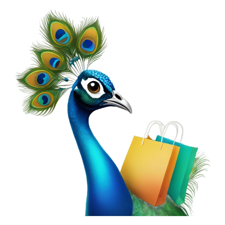 Peacock with shopping bags sticker