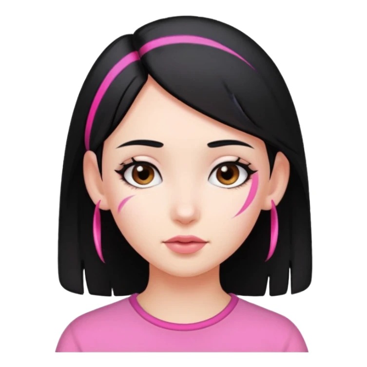 girl with black hair and pink streak by ear sticker