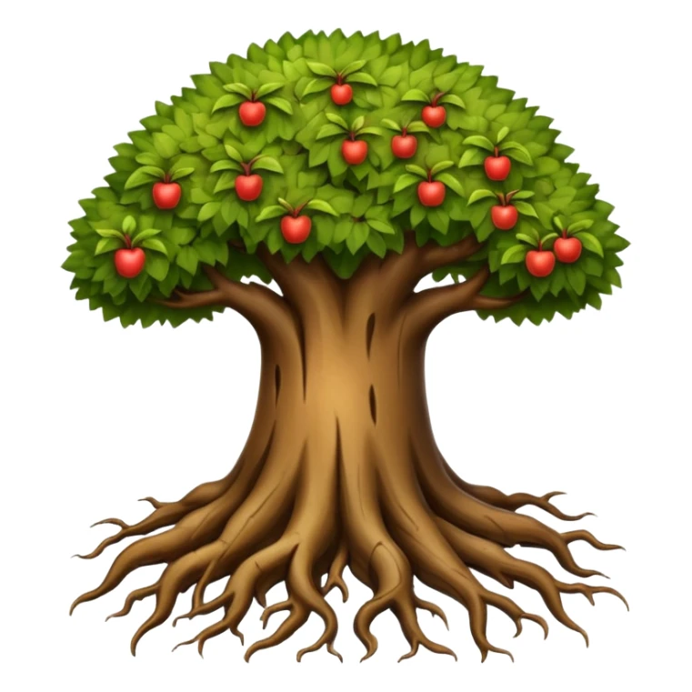 tree roots, thick lines, minimal detail, apple style emoji, no text sticker