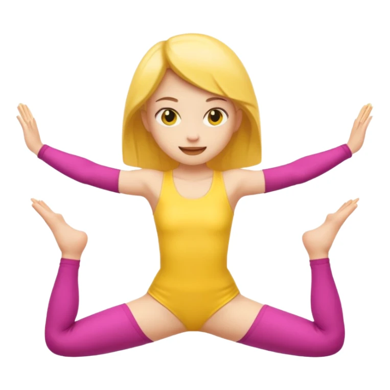 Yellow emoji girl doing the front splits sticker