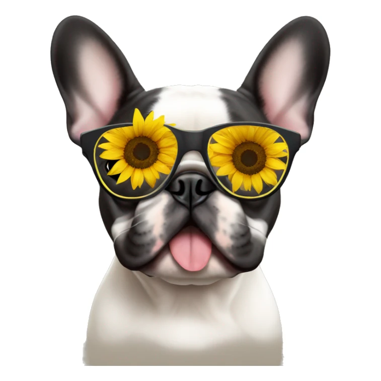 French bulldog wearing sunflower glasses sticker