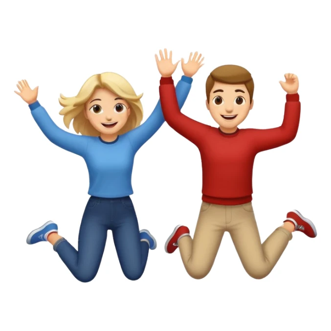 girl and guy jumping together  sticker