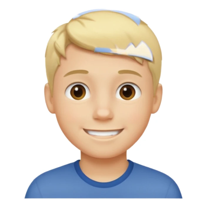boy with short blonde hair, smiling sticker