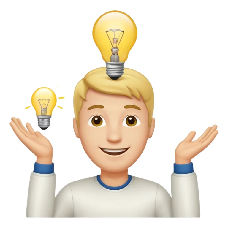 white man with light bulb over head, came up with idea sticker