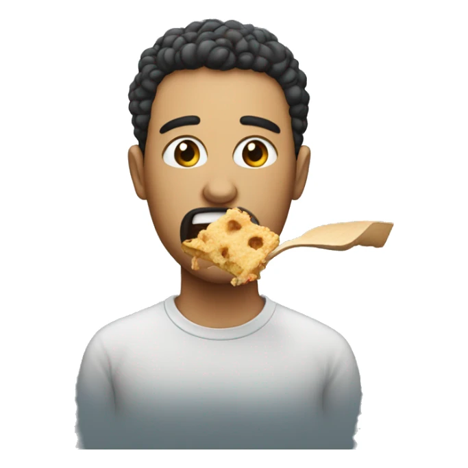 Person eating with crumbs on their face sticker