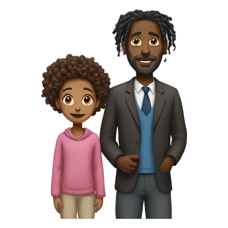 Black father with dreads and daughter with curly hair sticker