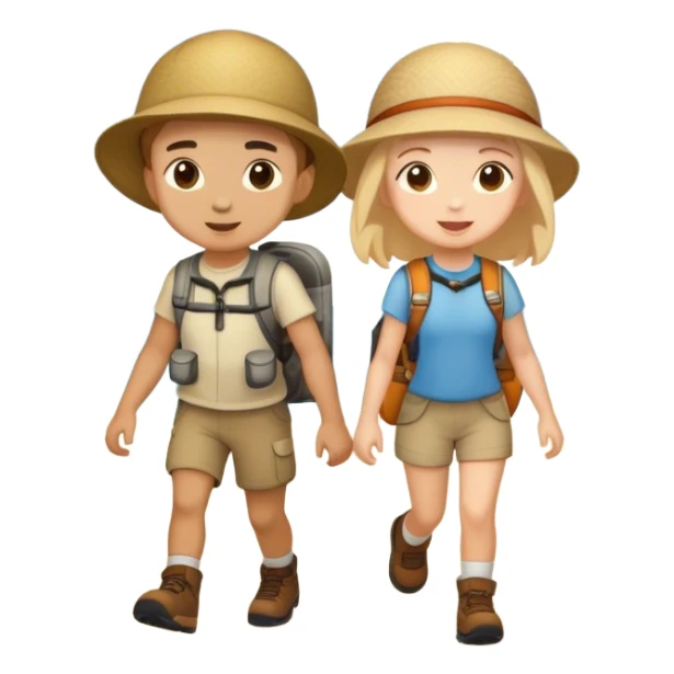 boy and girl enjoying outdoor adventure sticker