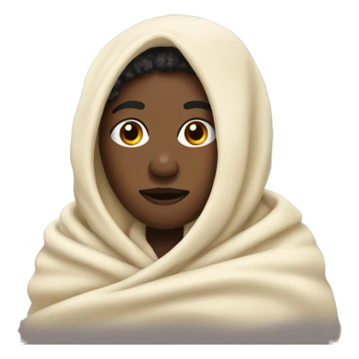 Black person wrapped in a cream cozy blanket  sticker
