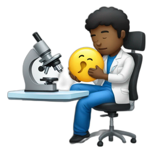 Sleepy Black hair man with pillow on microscope sticker
