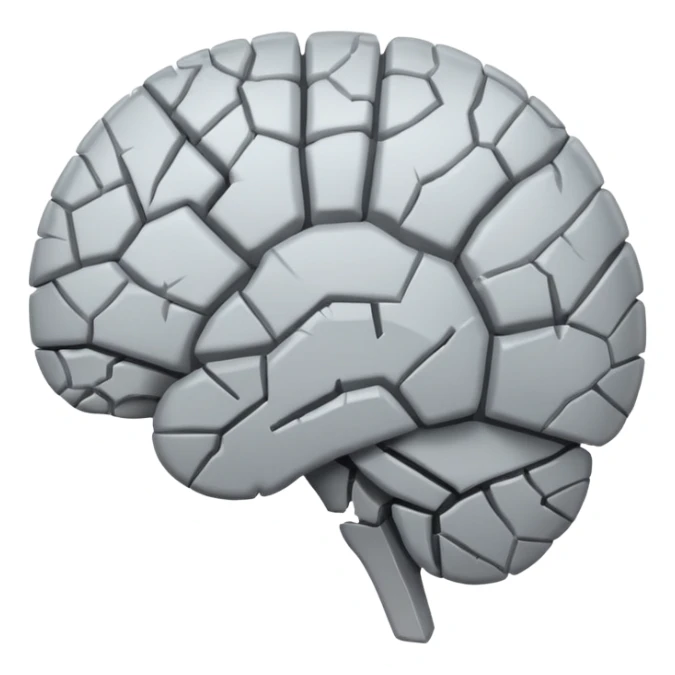 mixed up the heart broken emoji and brain emoji, create a broken brain (keeps the brain emoji color) sticker