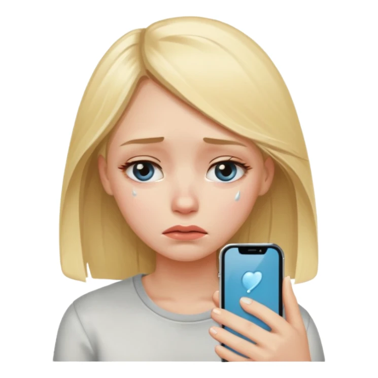 a blonde girl sad looking at the phone  sticker