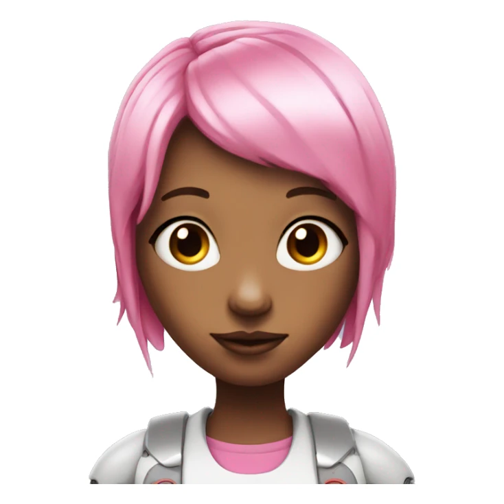 Realistic robot girl with pink hair and antennas  sticker
