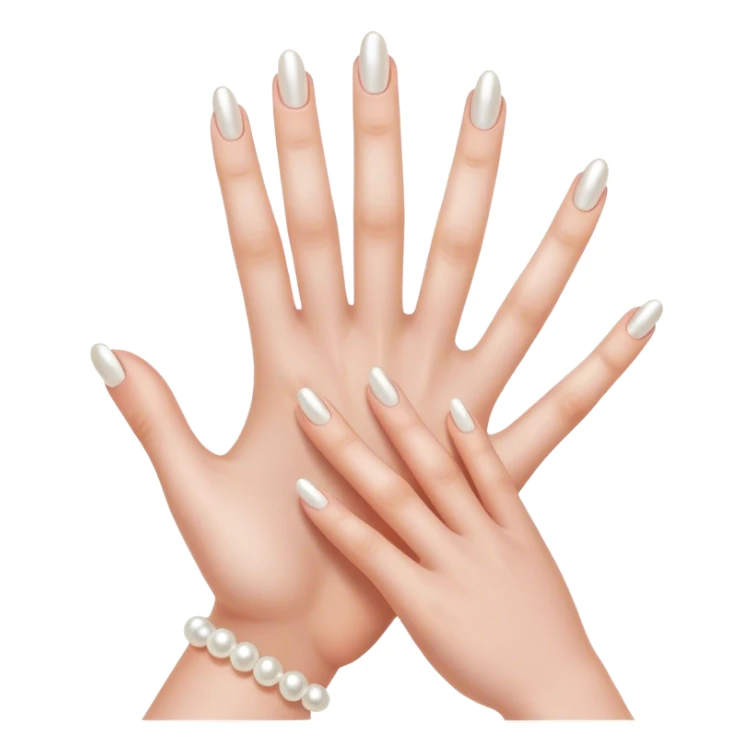 beautiful realistic female hand with five fingers with pearl manicure sticker