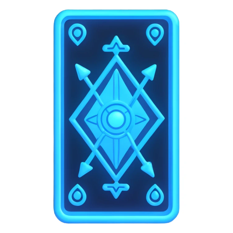 neon blue tarot card emoji with glowing effect sticker