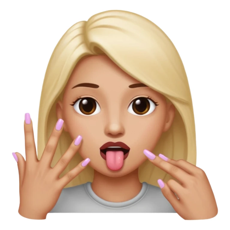 An emoji with 🌚 nails pookie and tongue sticker