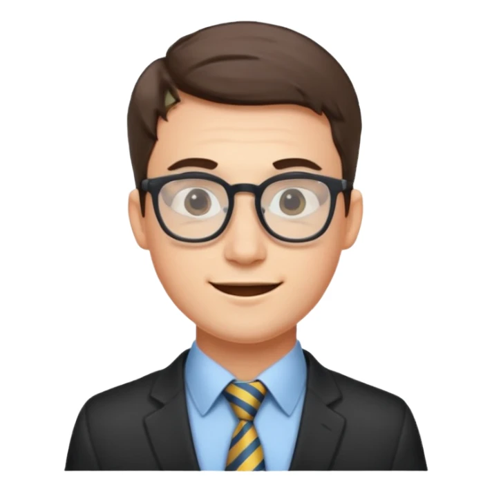 An outgoing marketer male in his late 20s, bespectacled and cheerful image sticker