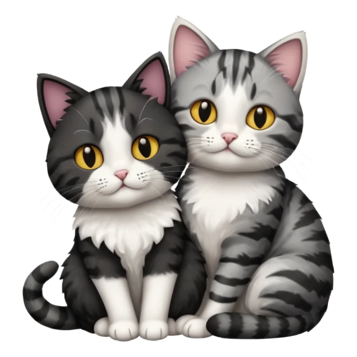 Two cats one black one grey and white cuddling sticker