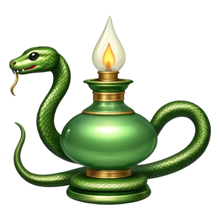 uma lamparina tradicional  com uma cobra em volta  sticker