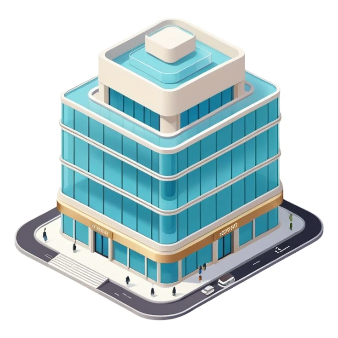 isometric exterior luxury shopping mall sticker