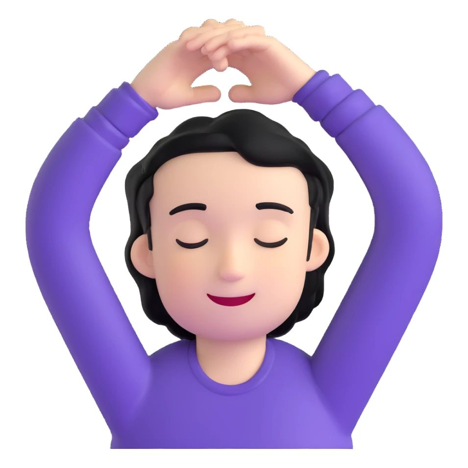 white boy smiling with right hand behind head, black hair, closed eyes sticker