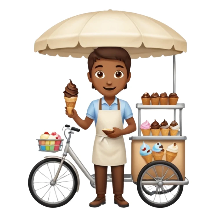 Vendor + choco cart,Ice Cream Vendor. sticker