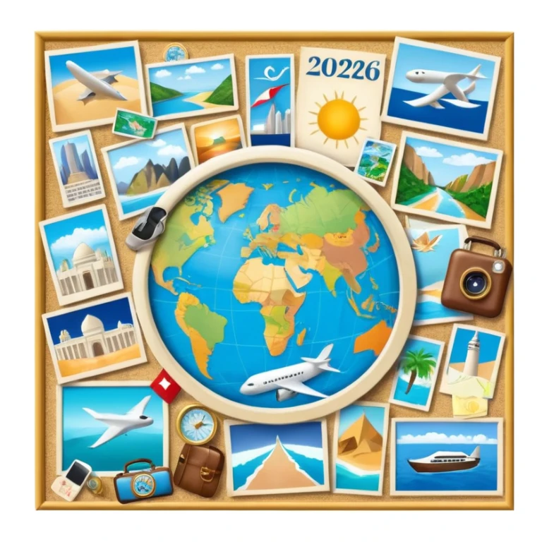 An extremely detailed lifestyle vision board collage for the year 2026. sticker