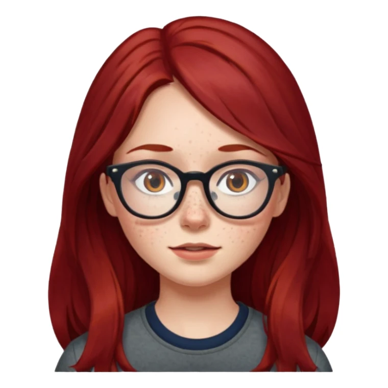 girl with long dark red hair and and glasses sticker