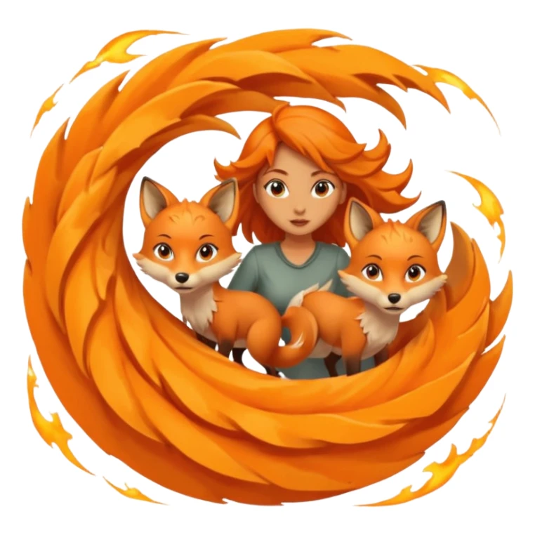 Foxes in tornado with wolfs and girls sticker