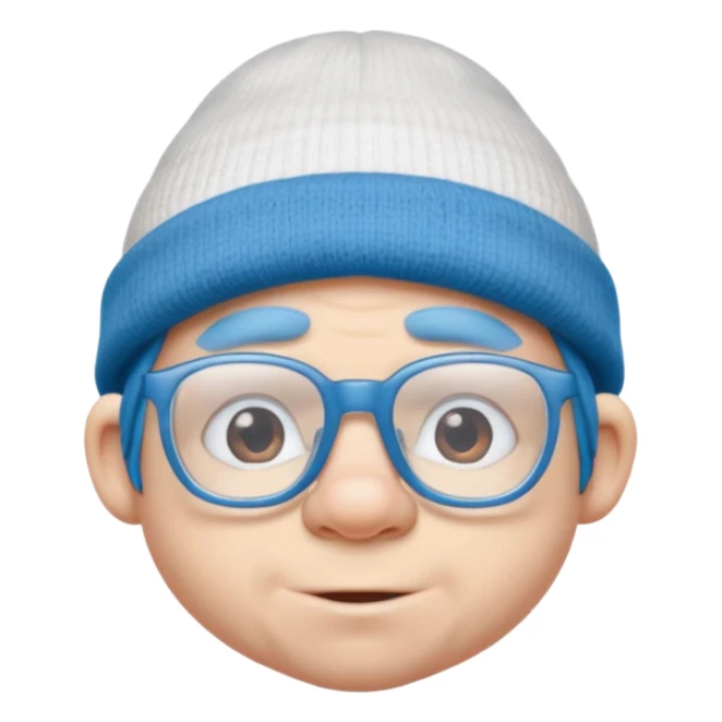 smurf with glasses white beanie no shirt sticker