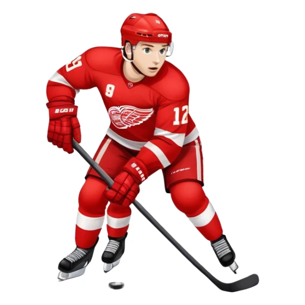 Detroit red wings hockey player shooting puck sticker
