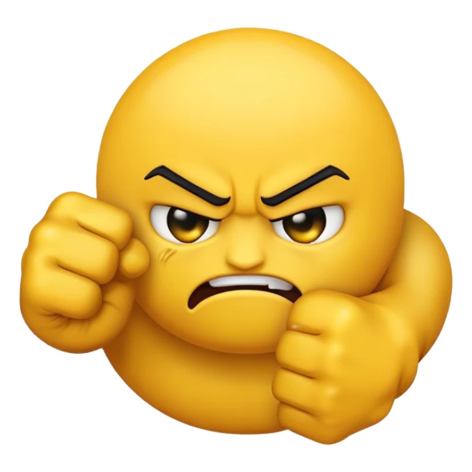 angry yellow emoji threatening with fist sticker