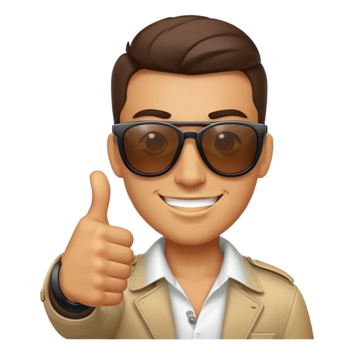Cool character with sunglasses giving thumbs up, looking confident and awesome sticker