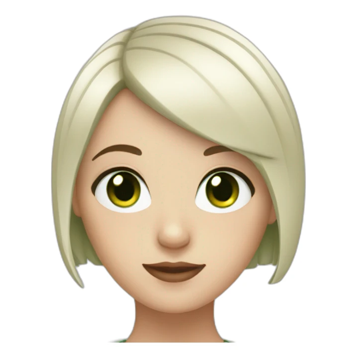 white girl with green eyes and black short bob hair sticker