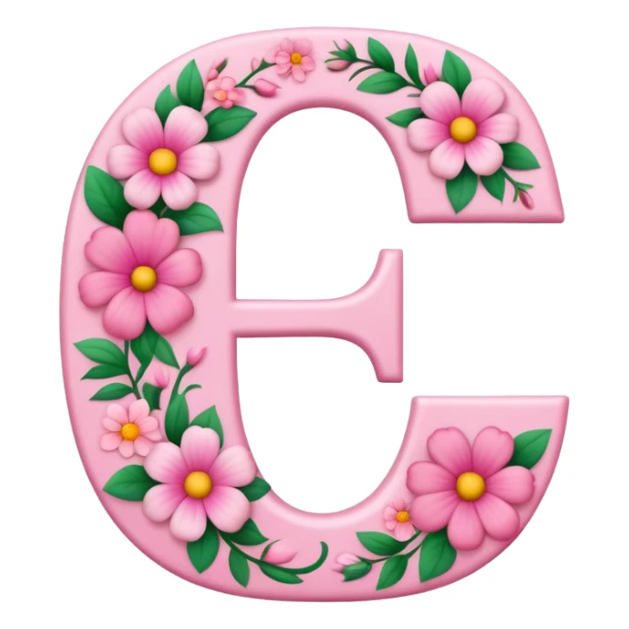 Pink, romantic, flowery, the letter “C” sticker