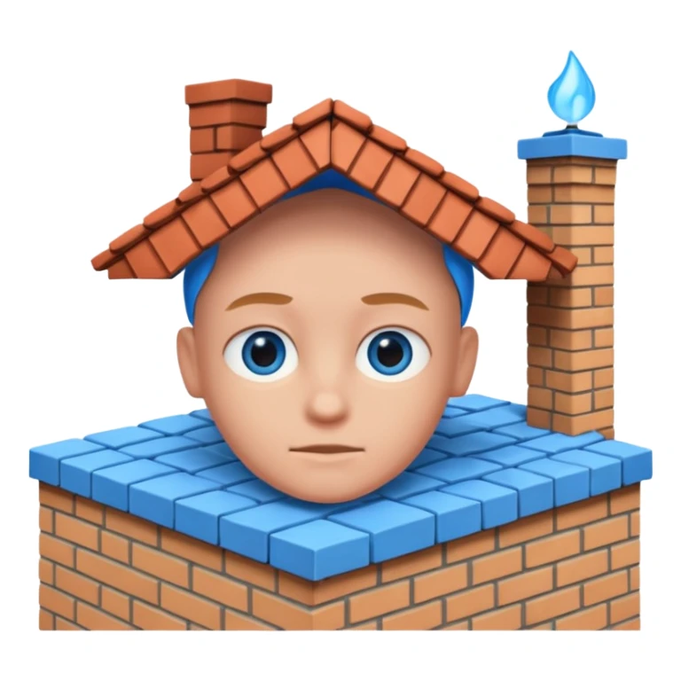 head in the shape of a house, cartoon roof sticker