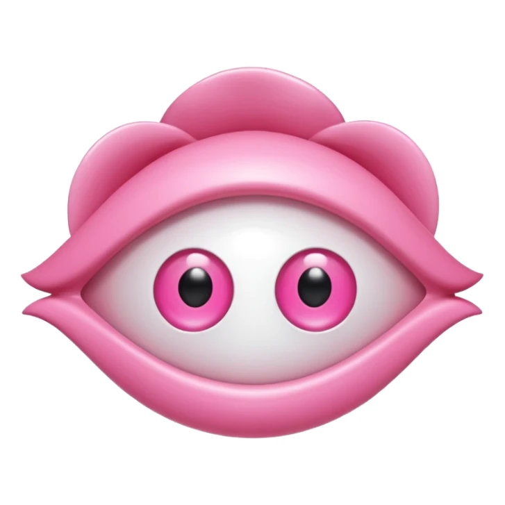 A 3D cartoon rose-pink eye spectacle, glossy curved frame, soft reflections, isolated on plain background. sticker