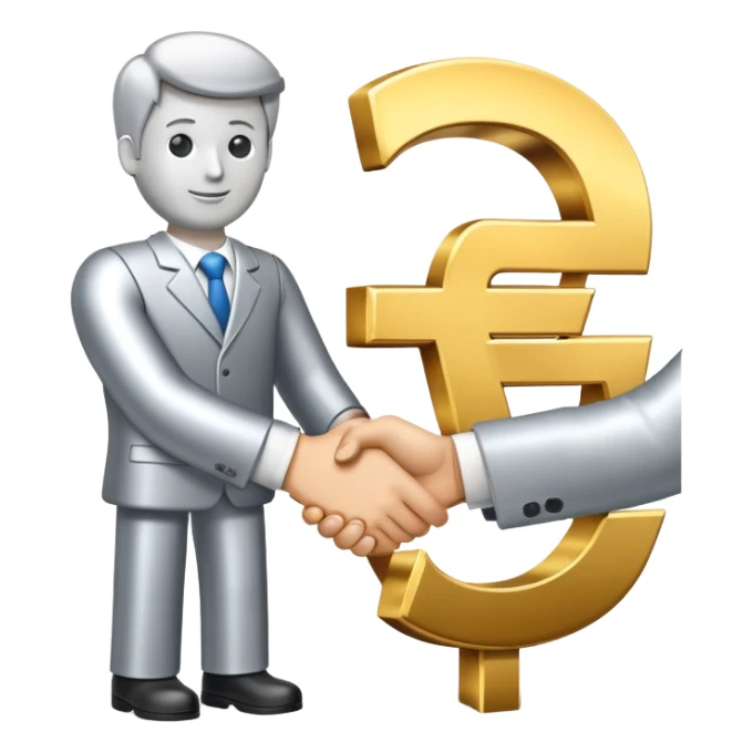 Jobcenter symbol with euro sign and handshake sticker