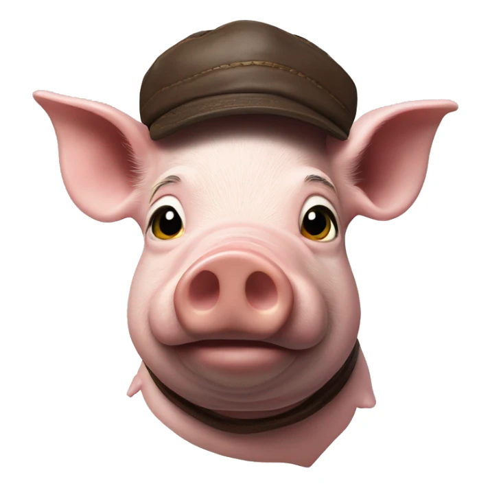 Pig head with leather Muir cap yellow bandana around neck sticker