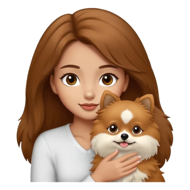 light-skinned-girl-with-brown-hair-and-brown-eyes-petting-pomeranian sticker