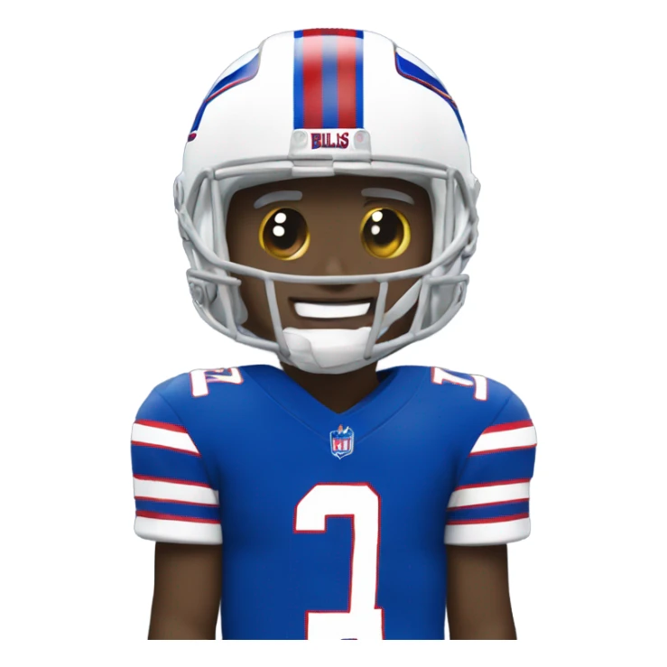 white josh allen in a bills jersey and helmet sticker